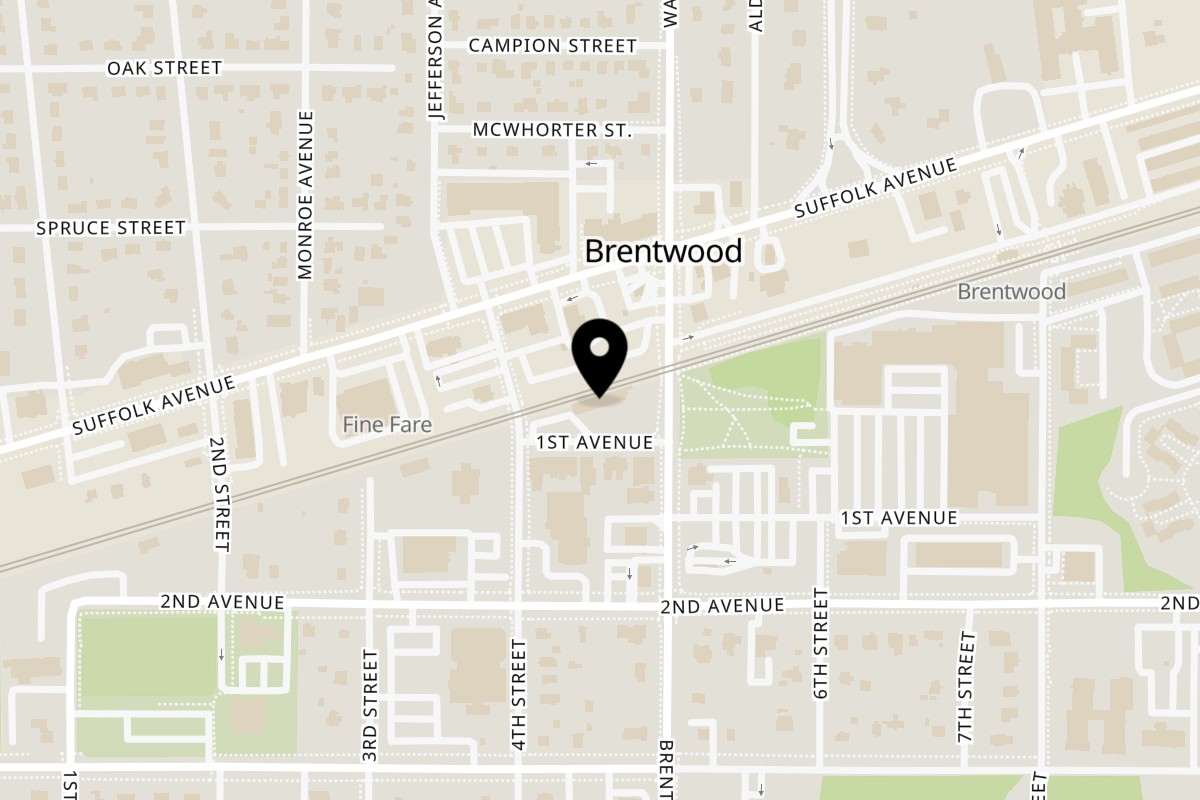 Map showing the location of La Estacion (Zabiha Halal) on 22 1st Ave in Brentwood